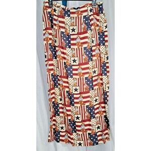 Sharon Young Cowgirl Western American Patriotic Maxi Skirt 14 Cowboy
